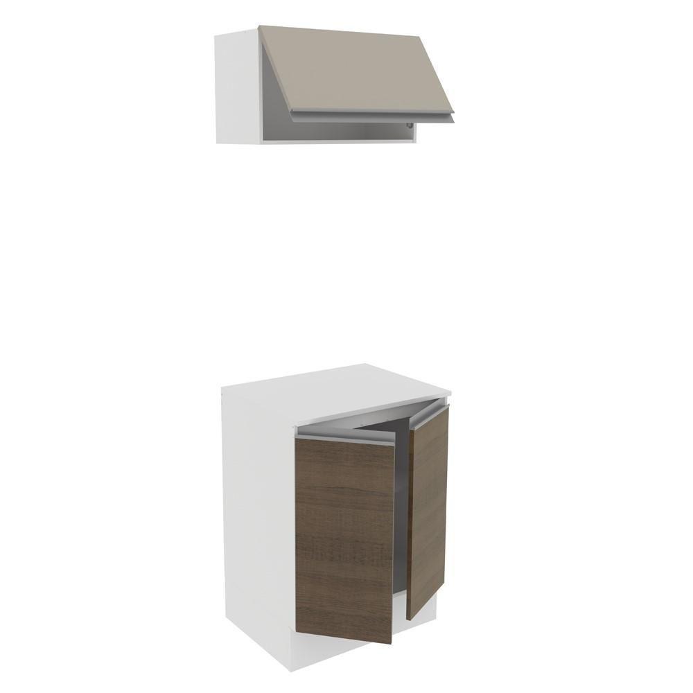 Kit 60cm Smart MDF 2 Portas 1 Suspensa Rustic Crema Madesa - 4