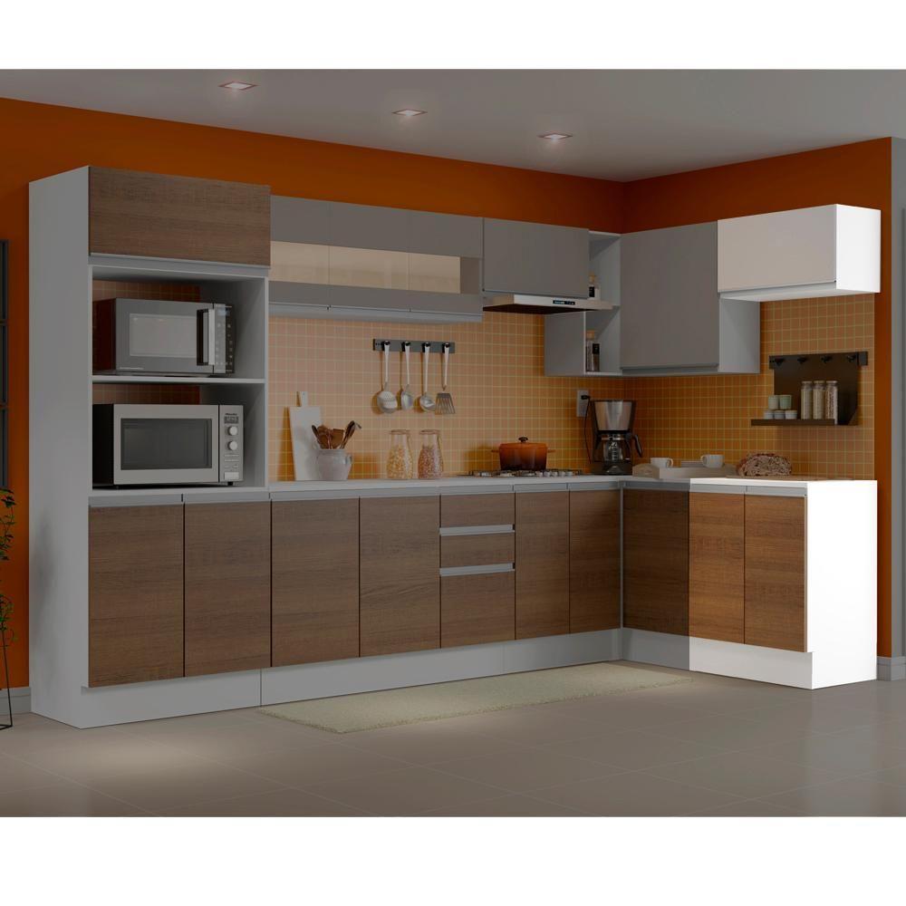 Kit 60cm Smart MDF 2 Portas 1 Suspensa Rustic Crema Madesa - 5