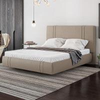 Cama Casal Flutuante Com Cabeceira 140cm Astra S04 Linho Bege - Lyam Decor - 2