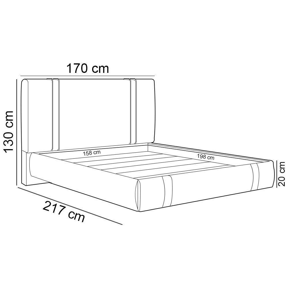 Cama Queen Flutuante Com Cabeceira 160cm Astra S04 Linho Marrom - Lyam Decor - 5