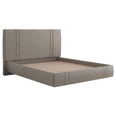 Cama Queen Flutuante Com Cabeceira 160cm Astra S04 Linho Marrom - Lyam Decor
