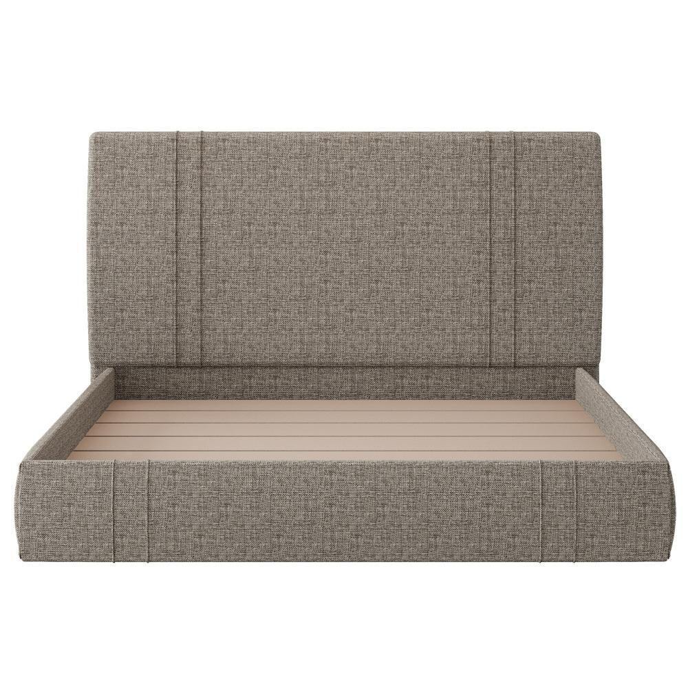 Cama Casal Flutuante Com Cabeceira 140cm Astra S04 Linho Marrom - Lyam Decor - 4