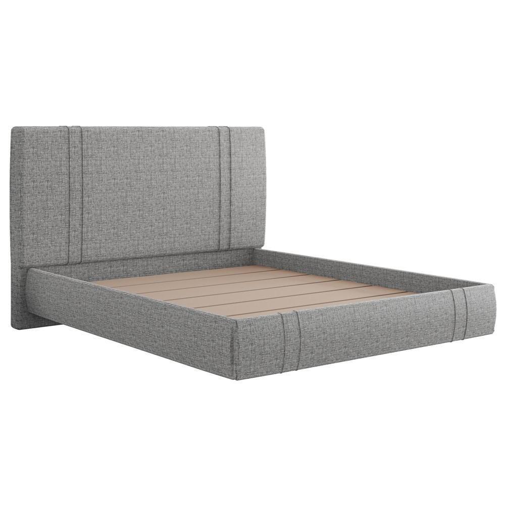 Cama King Flutuante Com Cabeceira 195cm Astra S04 Linho Cinza - Lyam Decor - 1