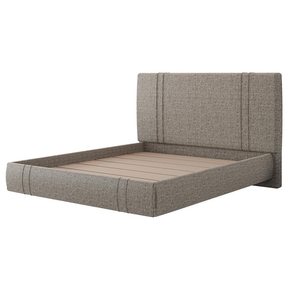 Cama King Flutuante Com Cabeceira 195cm Astra S04 Linho Marrom - Lyam Decor - 7