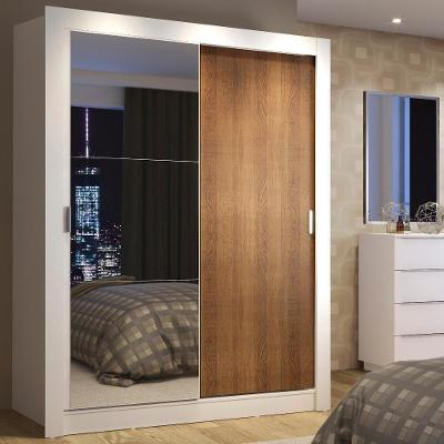 Guarda Roupa Solteiro Denver 2 Portas de Correr Branco-rustic com Espelho Madesa