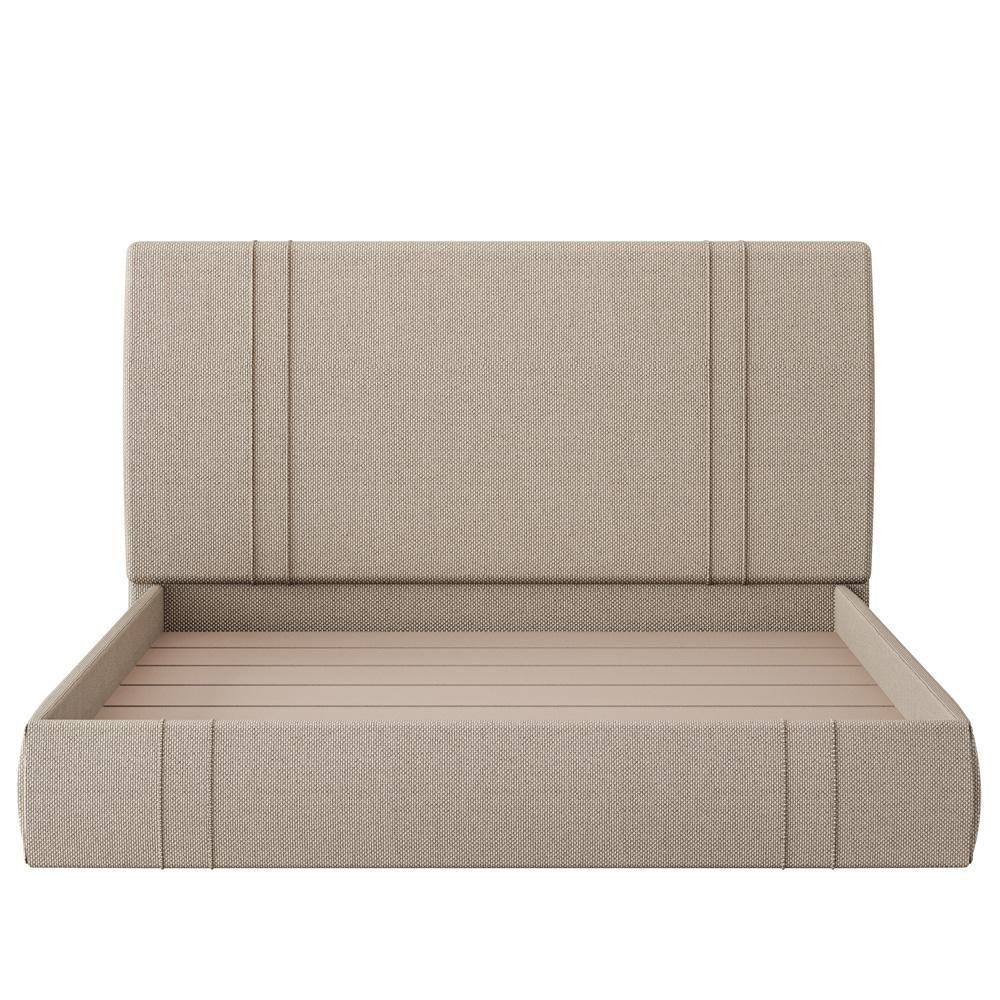 Cama King Flutuante Com Cabeceira 195cm Astra S04 Linho Bege - Lyam Decor - 3