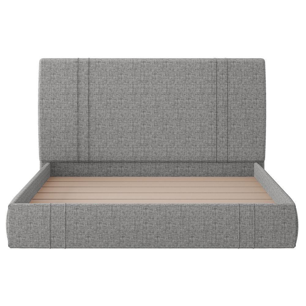 Cama Casal Flutuante Com Cabeceira 140cm Astra S04 Linho Cinza - Lyam Decor - 3