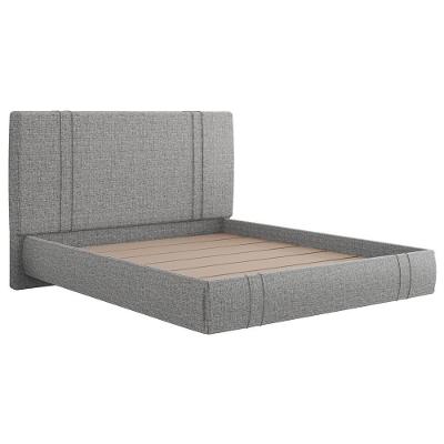 Cama Casal Flutuante Com Cabeceira 140cm Astra S04 Linho Cinza - Lyam Decor