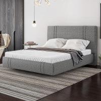 Cama Casal Flutuante Com Cabeceira 140cm Astra S04 Linho Cinza - Lyam Decor - 2