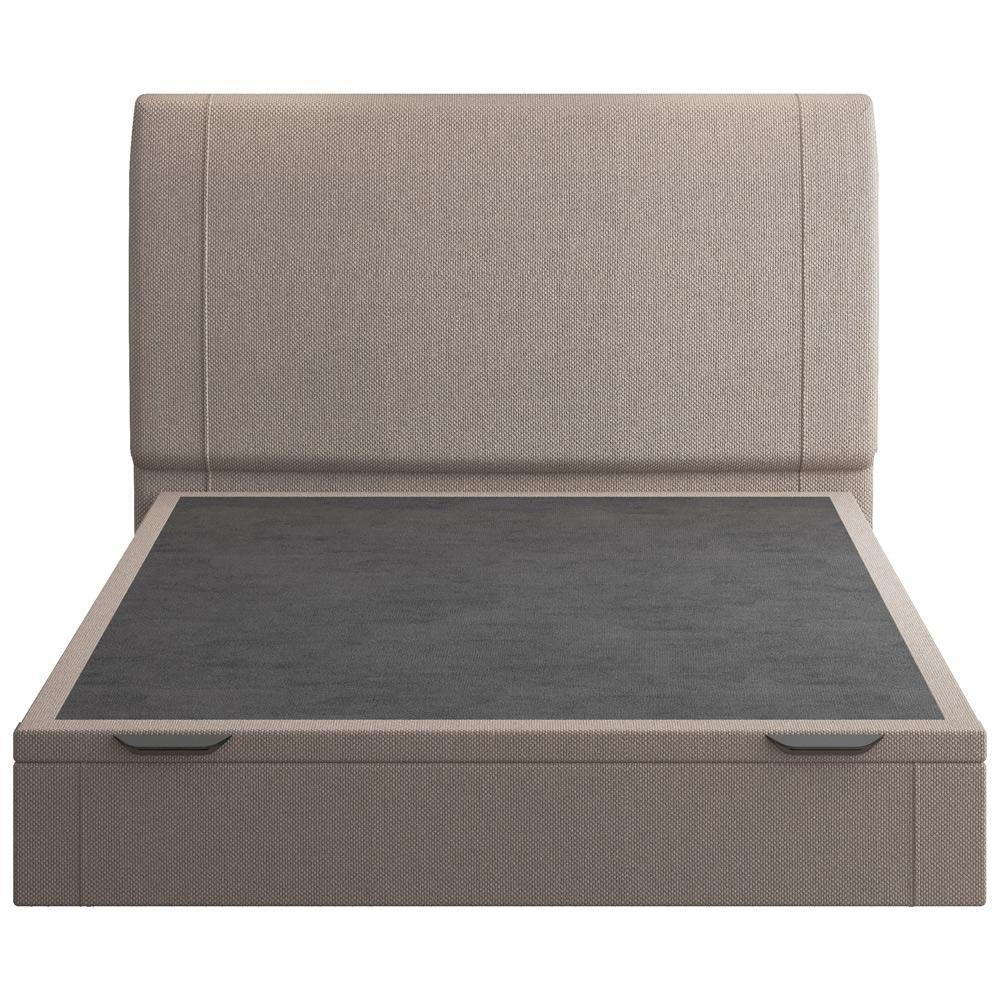 Cama Casal Baú Flutuante Com Cabeceira 140cm Spazio S04 Linho Bege - Lyam Decor - 3