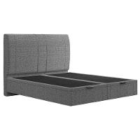 Cama King Baú Flutuante Com Cabeceira 195cm Spazio S04 Linho Cinza - Lyam Decor - 1