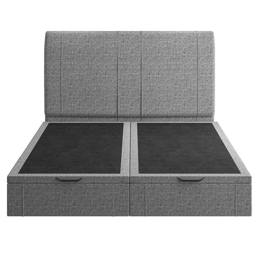 Cama Queen Baú Flutuante Com Cabeceira 160cm Spazio S04 Linho Cinza - Lyam Decor - 3