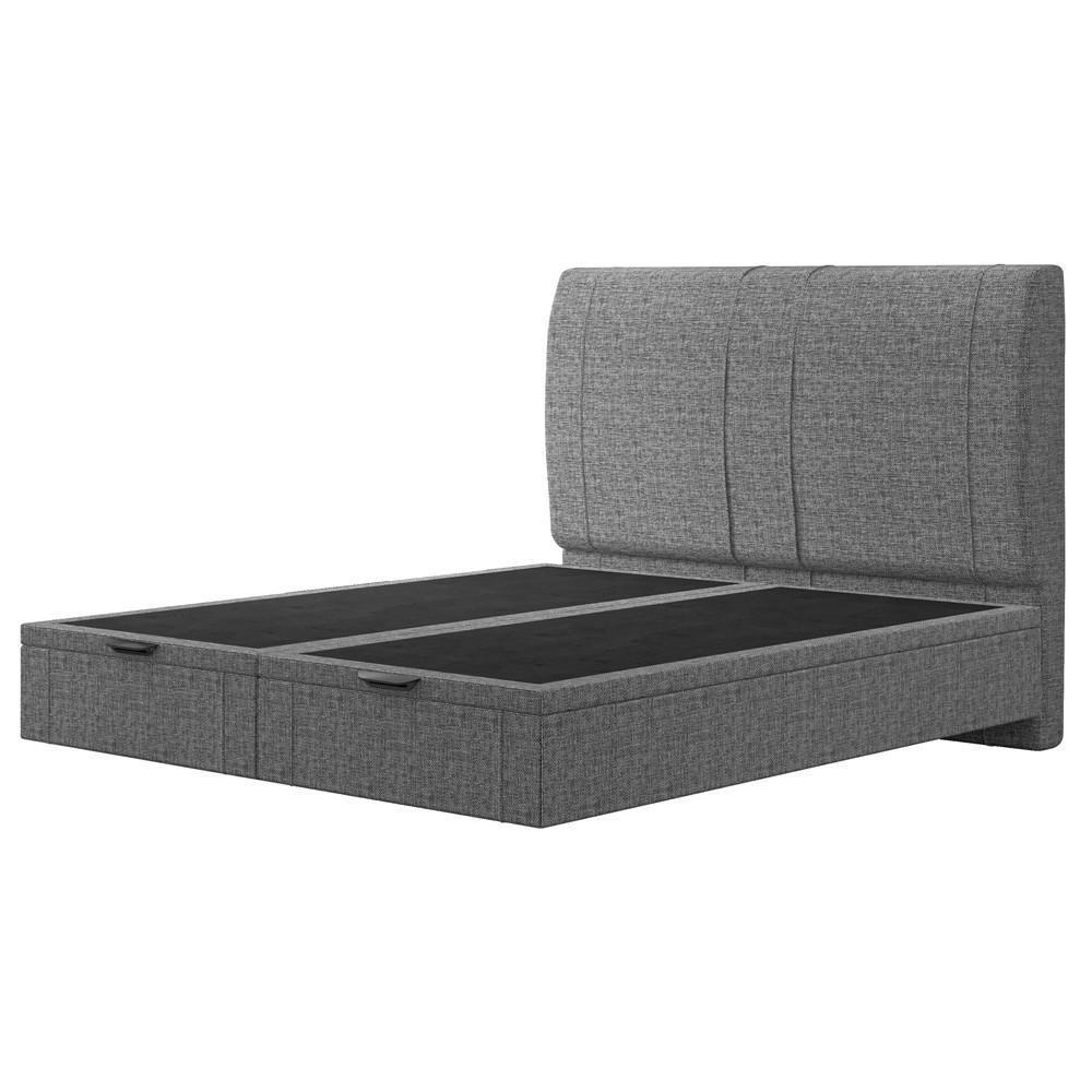 Cama Queen Baú Flutuante Com Cabeceira 160cm Spazio S04 Linho Cinza - Lyam Decor - 8