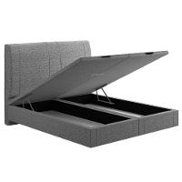Cama Queen Baú Flutuante Com Cabeceira 160cm Spazio S04 Linho Cinza - Lyam Decor - 6