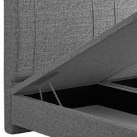 Cama Queen Baú Flutuante Com Cabeceira 160cm Spazio S04 Linho Cinza - Lyam Decor - 7