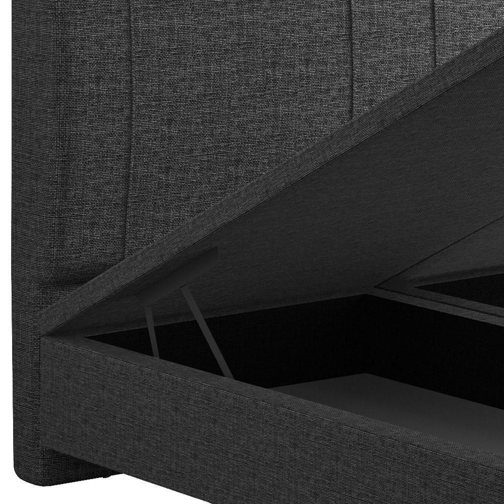 Cama Queen Baú Flutuante Com Cabeceira 160cm Spazio S04 Linho Preto - Lyam Decor - 7
