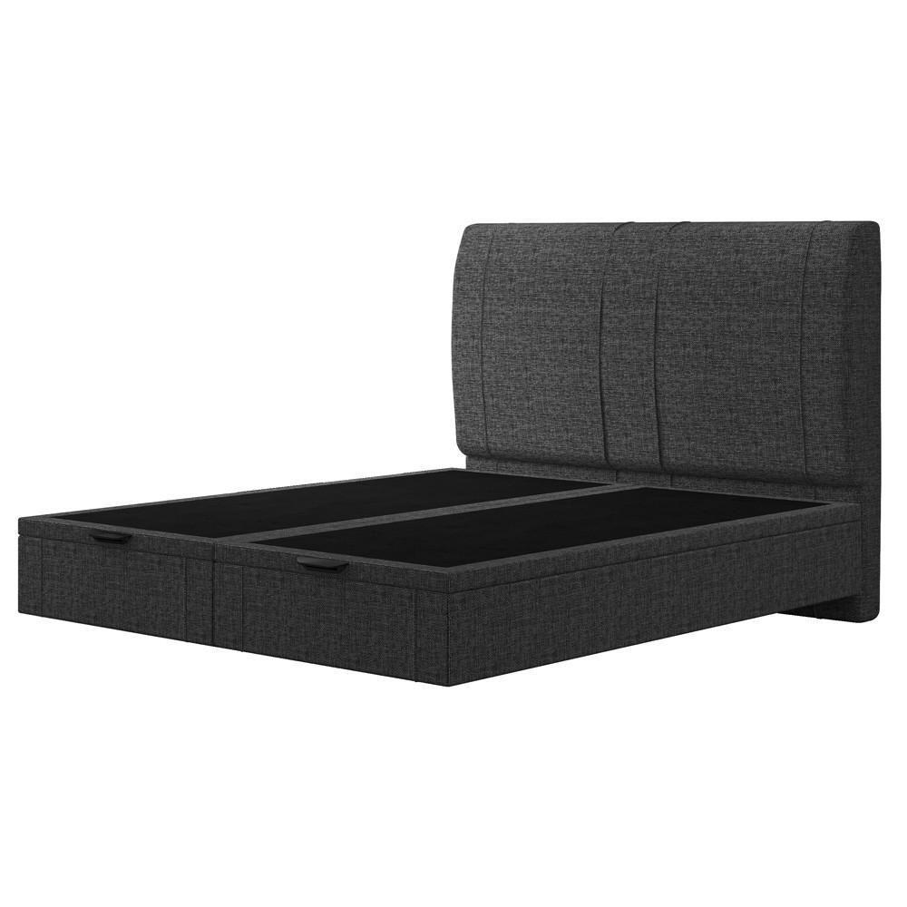 Cama Queen Baú Flutuante Com Cabeceira 160cm Spazio S04 Linho Preto - Lyam Decor - 8