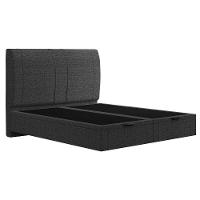 Cama Queen Baú Flutuante Com Cabeceira 160cm Spazio S04 Linho Preto - Lyam Decor - 1