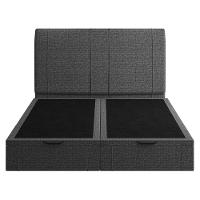 Cama Queen Baú Flutuante Com Cabeceira 160cm Spazio S04 Linho Preto - Lyam Decor - 3