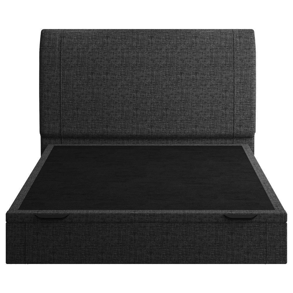 Cama Casal Baú Flutuante Com Cabeceira 140cm Spazio S04 Linho Preto - Lyam Decor - 3