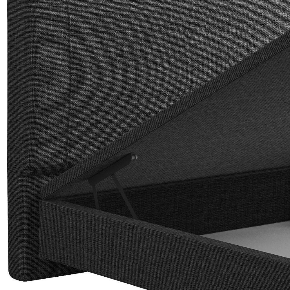 Cama Casal Baú Flutuante Com Cabeceira 140cm Spazio S04 Linho Preto - Lyam Decor - 7