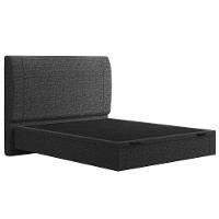 Cama Casal Baú Flutuante Com Cabeceira 140cm Spazio S04 Linho Preto - Lyam Decor - 1