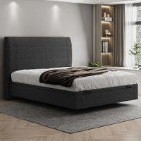 Cama Casal Baú Flutuante Com Cabeceira 140cm Spazio S04 Linho Preto - Lyam Decor - 2
