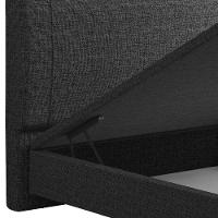 Cama Casal Baú Flutuante Com Cabeceira 140cm Spazio S04 Linho Preto - Lyam Decor - 7