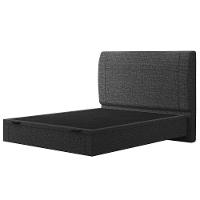 Cama Casal Baú Flutuante Com Cabeceira 140cm Spazio S04 Linho Preto - Lyam Decor - 8