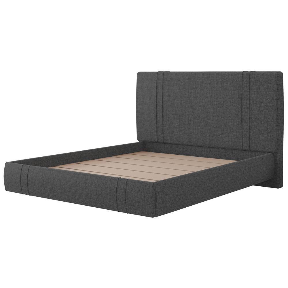 Cama Casal Flutuante Com Cabeceira 140cm Astra S04 Linho Preto - Lyam Decor - 6
