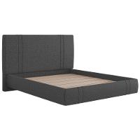 Cama Casal Flutuante Com Cabeceira 140cm Astra S04 Linho Preto - Lyam Decor - 1