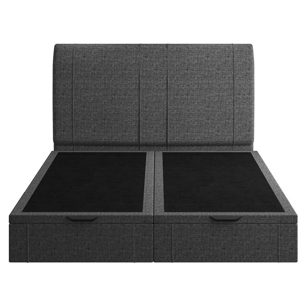 Cama King Baú Flutuante Com Cabeceira 195cm Spazio S04 Linho Preto - Lyam Decor - 3