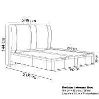 Cama King Baú Flutuante Com Cabeceira 195cm Spazio S04 Linho Preto - Lyam Decor - 5