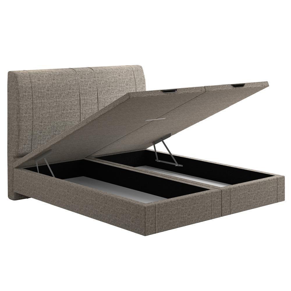 Cama Queen Baú Flutuante Com Cabeceira 160cm Spazio S04 Linho Marrom - Lyam Decor - 6