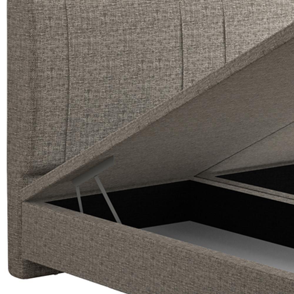 Cama Queen Baú Flutuante Com Cabeceira 160cm Spazio S04 Linho Marrom - Lyam Decor - 7