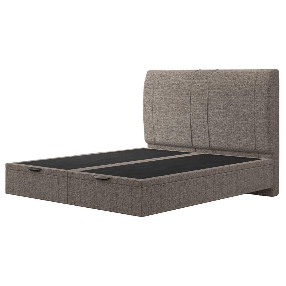 Cama Queen Baú Flutuante Com Cabeceira 160cm Spazio S04 Linho Marrom - Lyam Decor - 8