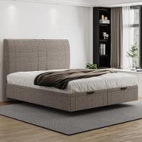 Cama Queen Baú Flutuante Com Cabeceira 160cm Spazio S04 Linho Marrom - Lyam Decor - 2
