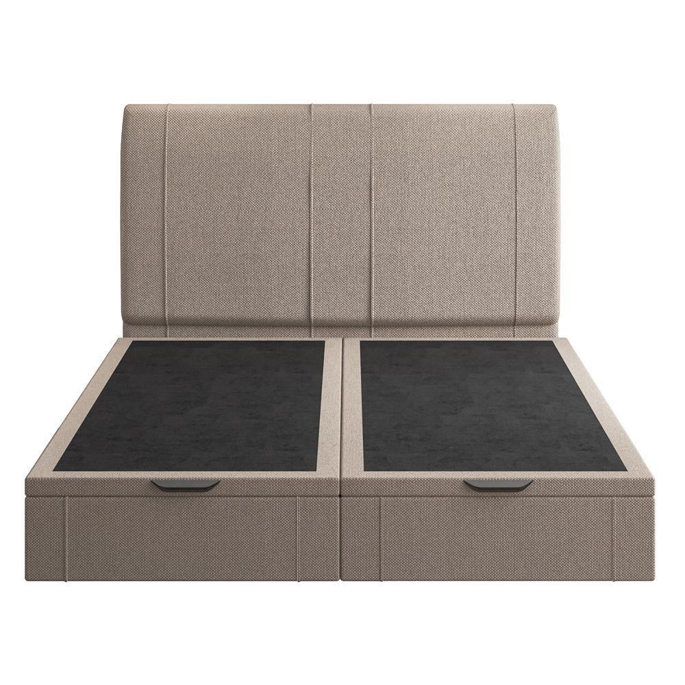Cama King Baú Flutuante Com Cabeceira 195cm Spazio S04 Linho Bege - Lyam Decor - 3
