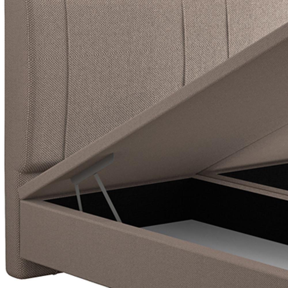 Cama King Baú Flutuante Com Cabeceira 195cm Spazio S04 Linho Bege - Lyam Decor - 7