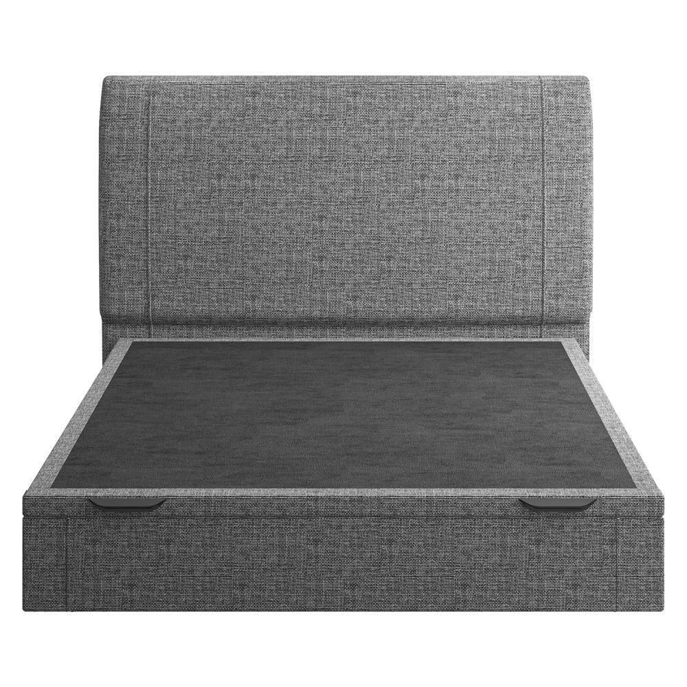 Cama Casal Baú Flutuante Com Cabeceira 140cm Spazio S04 Linho Cinza - Lyam Decor - 3