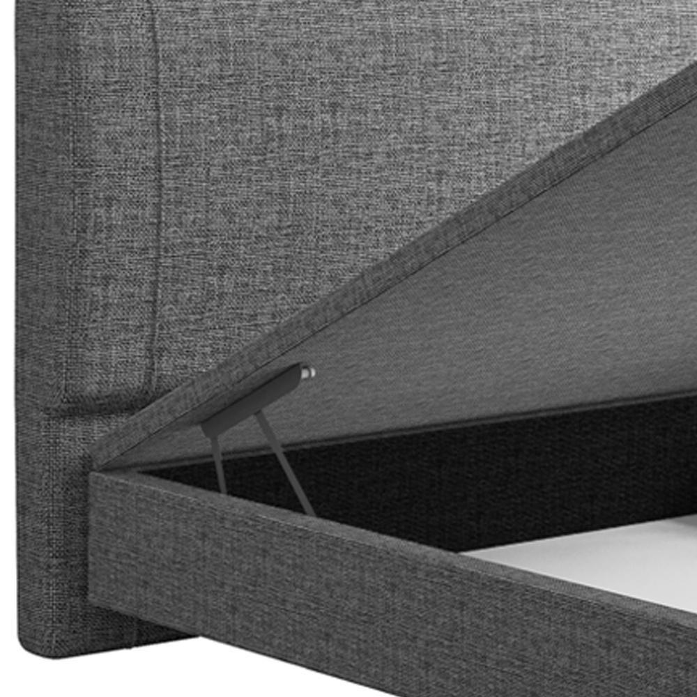 Cama Casal Baú Flutuante Com Cabeceira 140cm Spazio S04 Linho Cinza - Lyam Decor - 7