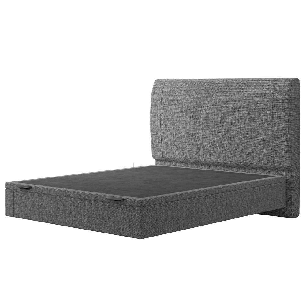 Cama Casal Baú Flutuante Com Cabeceira 140cm Spazio S04 Linho Cinza - Lyam Decor - 8