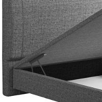 Cama Casal Baú Flutuante Com Cabeceira 140cm Spazio S04 Linho Cinza - Lyam Decor - 7