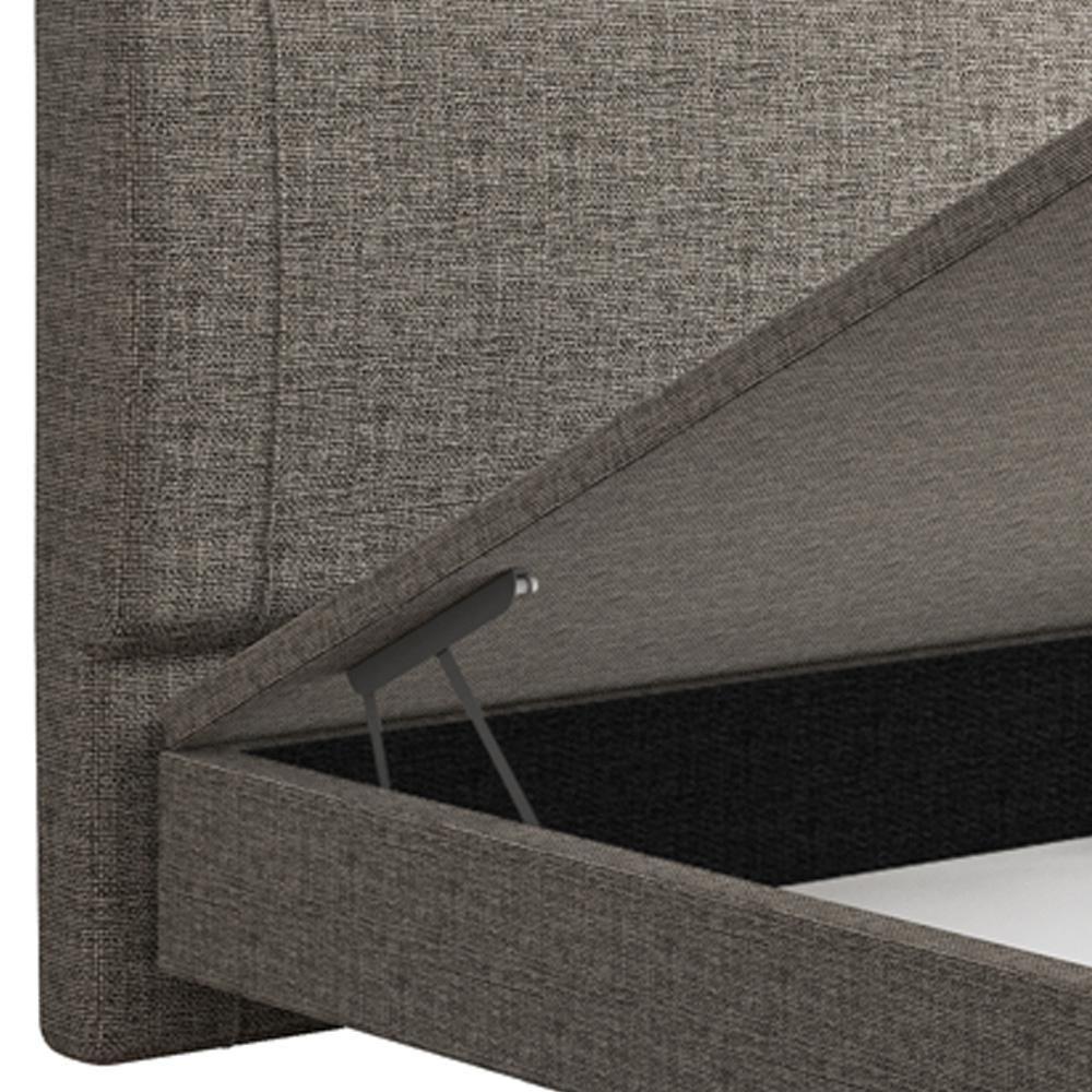 Cama Casal Baú Flutuante Com Cabeceira 140cm Spazio S04 Linho Marrom - Lyam Decor - 3