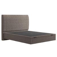 Cama Casal Baú Flutuante Com Cabeceira 140cm Spazio S04 Linho Marrom - Lyam Decor - 1