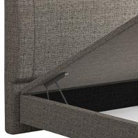 Cama Casal Baú Flutuante Com Cabeceira 140cm Spazio S04 Linho Marrom - Lyam Decor - 3