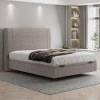 Cama Casal Baú Flutuante Com Cabeceira 140cm Spazio S04 Linho Marrom - Lyam Decor - 5