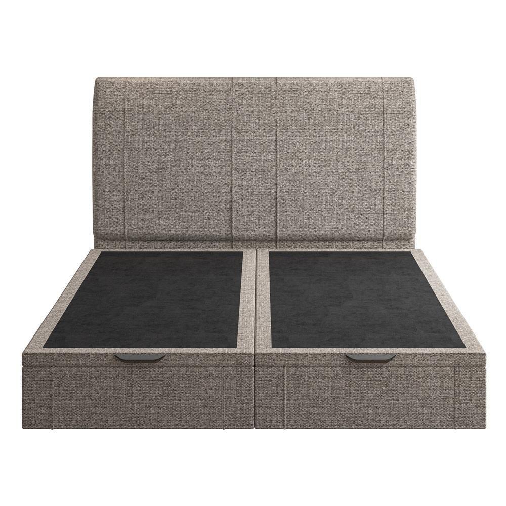 Cama King Baú Flutuante Com Cabeceira 195cm Spazio S04 Linho Marrom - Lyam Decor - 3