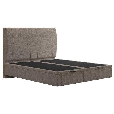 Cama King Baú Flutuante Com Cabeceira 195cm Spazio S04 Linho Marrom - Lyam Decor