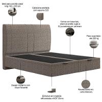 Cama King Baú Flutuante Com Cabeceira 195cm Spazio S04 Linho Marrom - Lyam Decor
